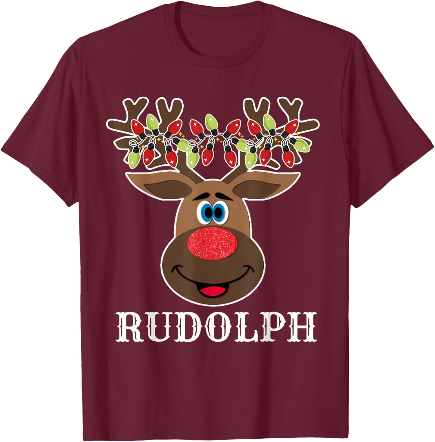 Santa Reindeer Rudolph Xmas Group Costume T-Shirt - T-Shirt | Maroon