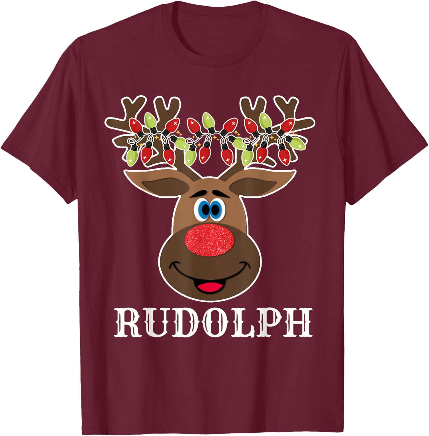 Santa Reindeer Rudolph Xmas Group Costume T-Shirt - T-Shirt | Maroon