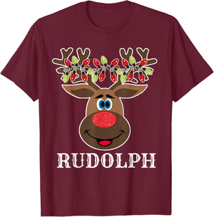 Santa Reindeer Rudolph Xmas Group Costume T-Shirt - T-Shirt | Maroon