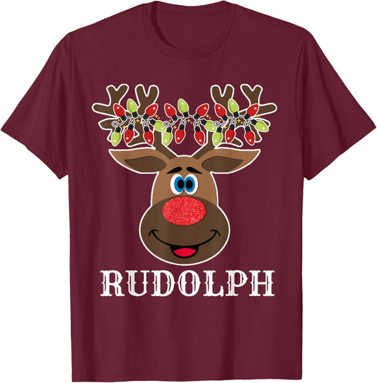 Santa Reindeer Rudolph Xmas Group Costume T-Shirt - T-Shirt | Maroon