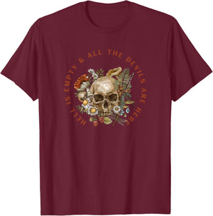 Hell is Empty & All the Devils are Here - Shakespeare Quote T-Shirt - T-Shirt | Maroon