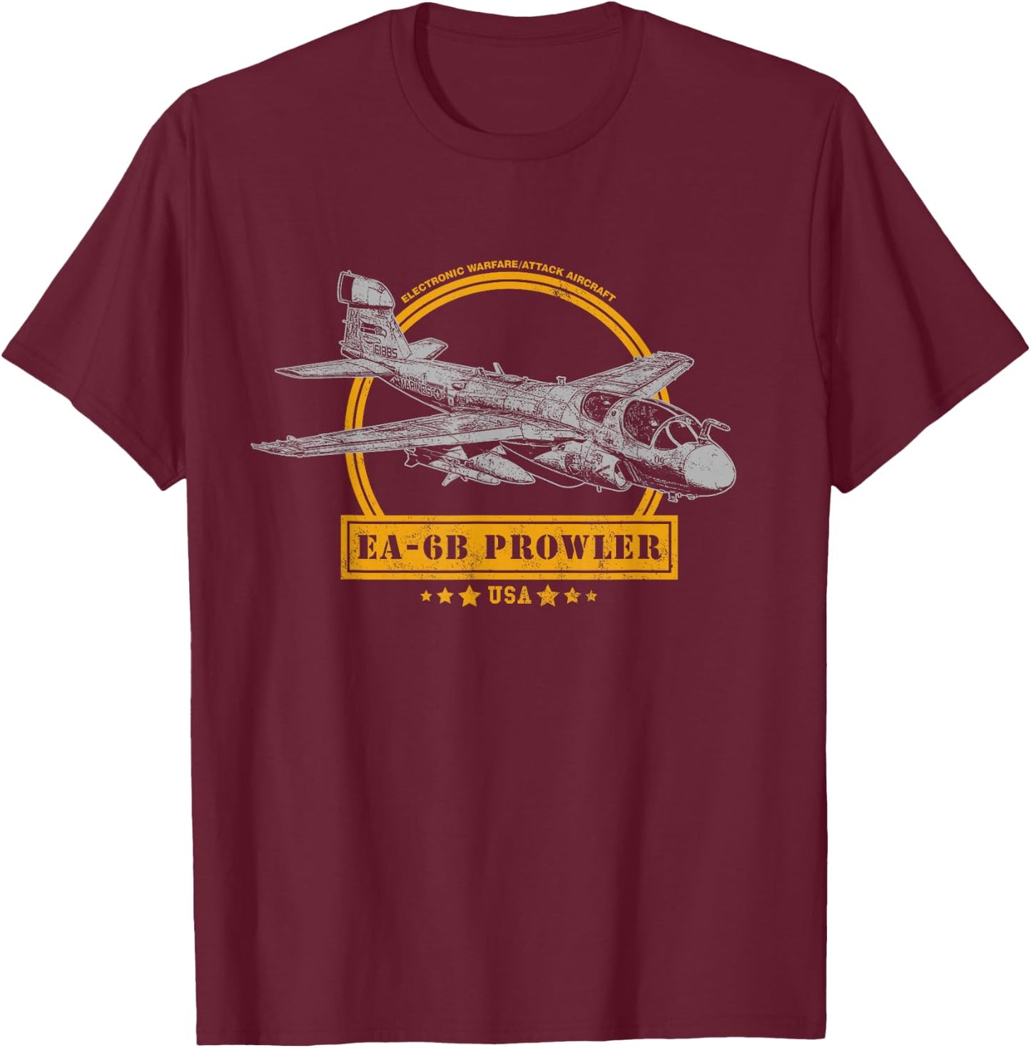 Military Aircraft Gifts & EA-6B Prowler Black Men's Small Classic Fit Short Sleeve Cotton 60% Polyester 40% T-Shirt - T-Shirt | Maroon