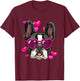 Valentine's Day French Bulldog With Heart Glasses Frenchie T-Shirt - T-Shirt | Maroon