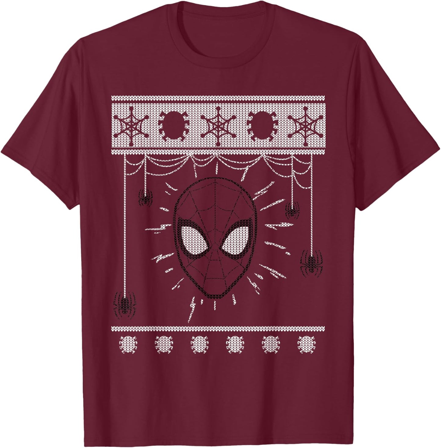 Marvel Spider-Man Spidey Sweater Holiday T-Shirt - T-Shirt | Maroon