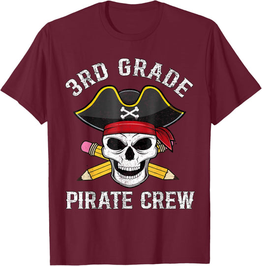 3rd Grade Teachers First Day School Pirate Back to School T-Shirt - T-Shirt | Maroon