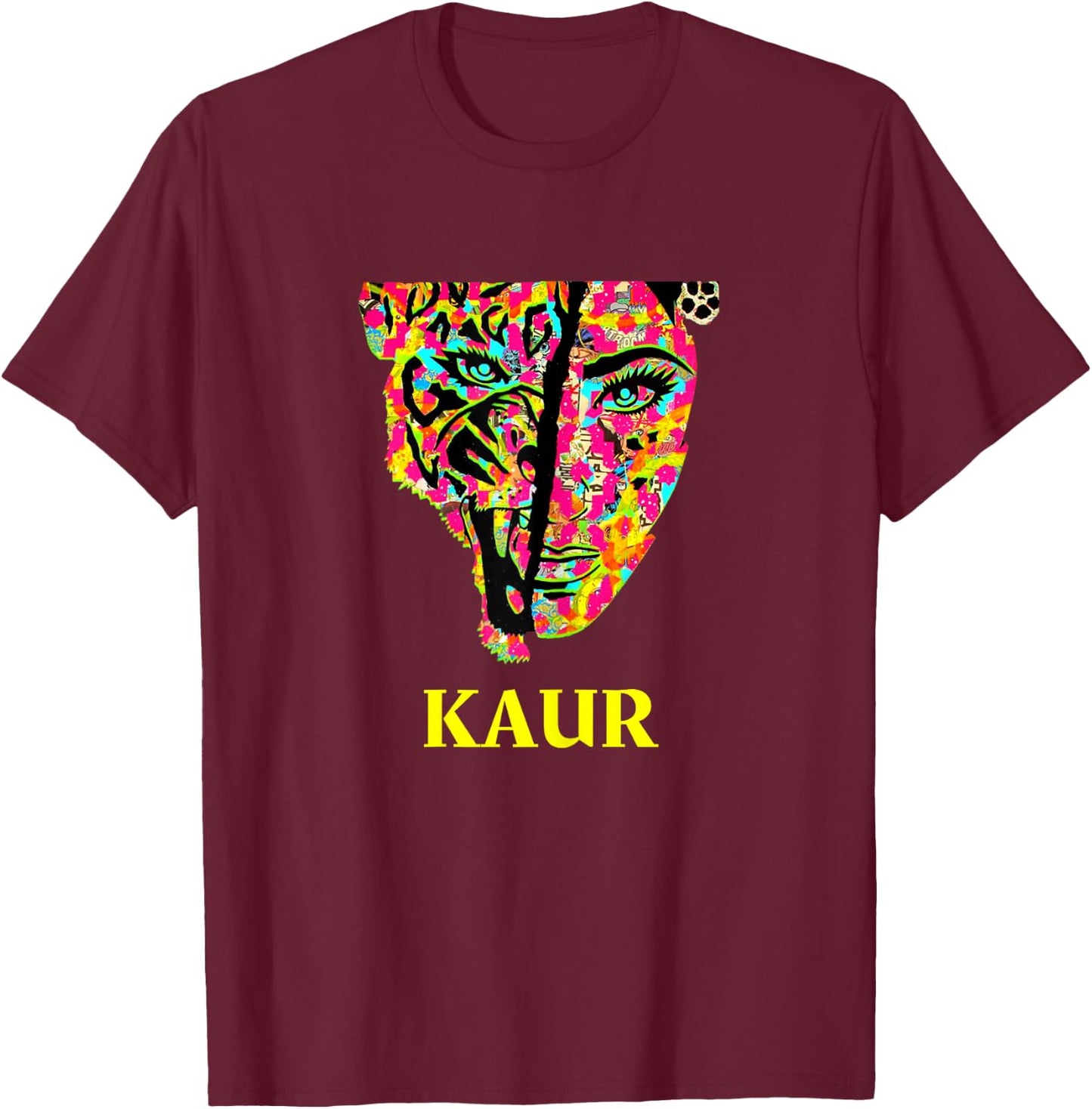 Kaur Sherni Lion - Sardarni, Sikh Punjabi, Woman Empowerment T-Shirt - T-Shirt | Maroon
