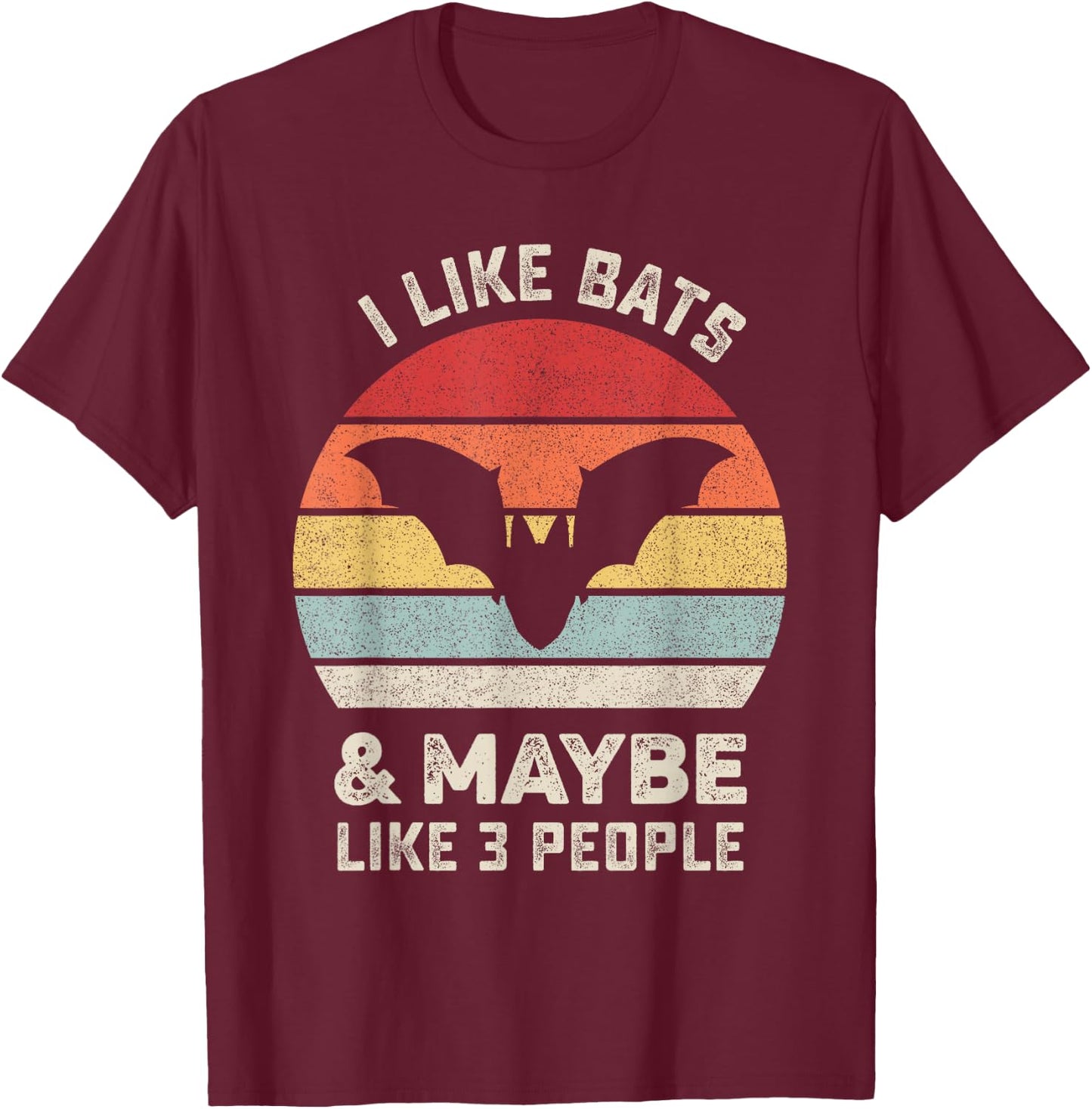 Retro I Like Bats Shirt Animal Bat Lover Gift Vintage T-Shirt - T-Shirt | Maroon