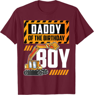 vehicle construction excavator Daddy of the Birthday Boy T-Shirt - T-Shirt | Maroon