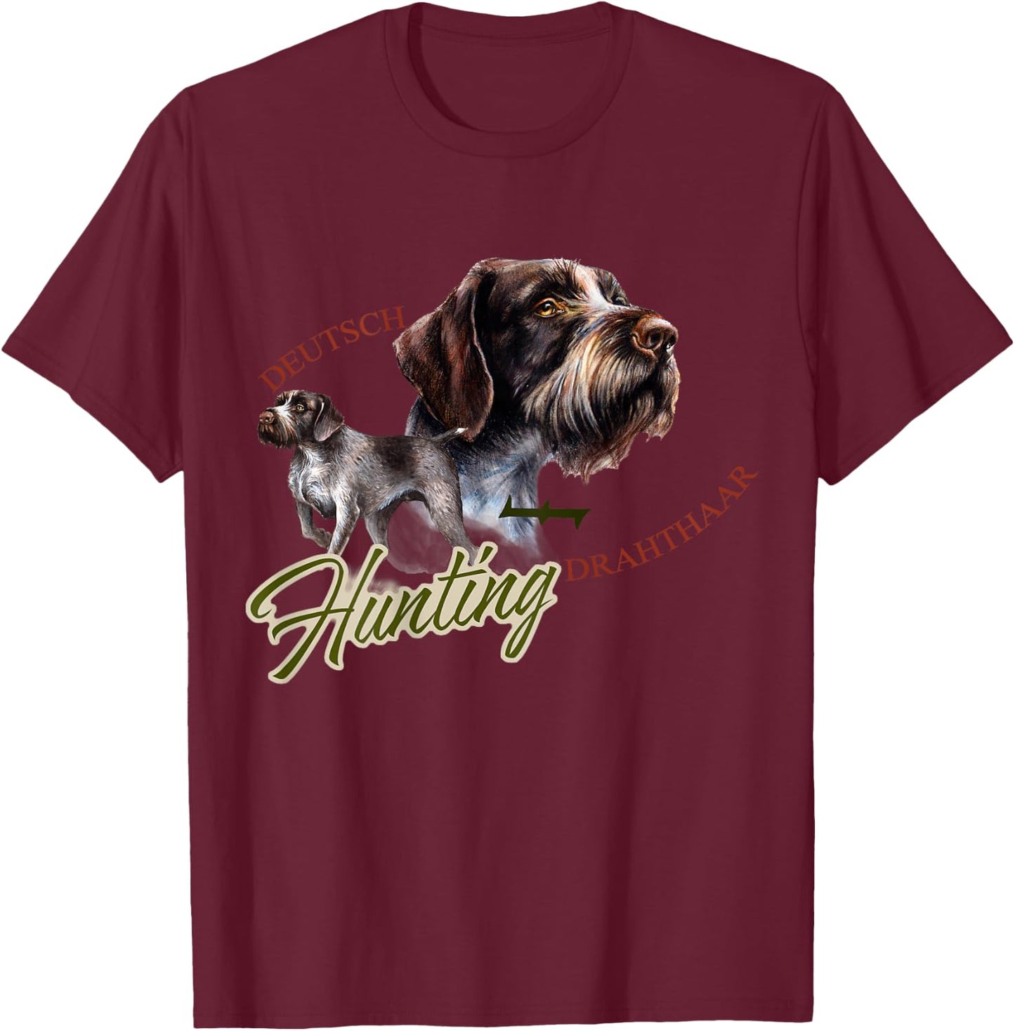 German Wirehaired Pointer Deutsch Drahthaar Back T-Shirt - T-Shirt | Maroon