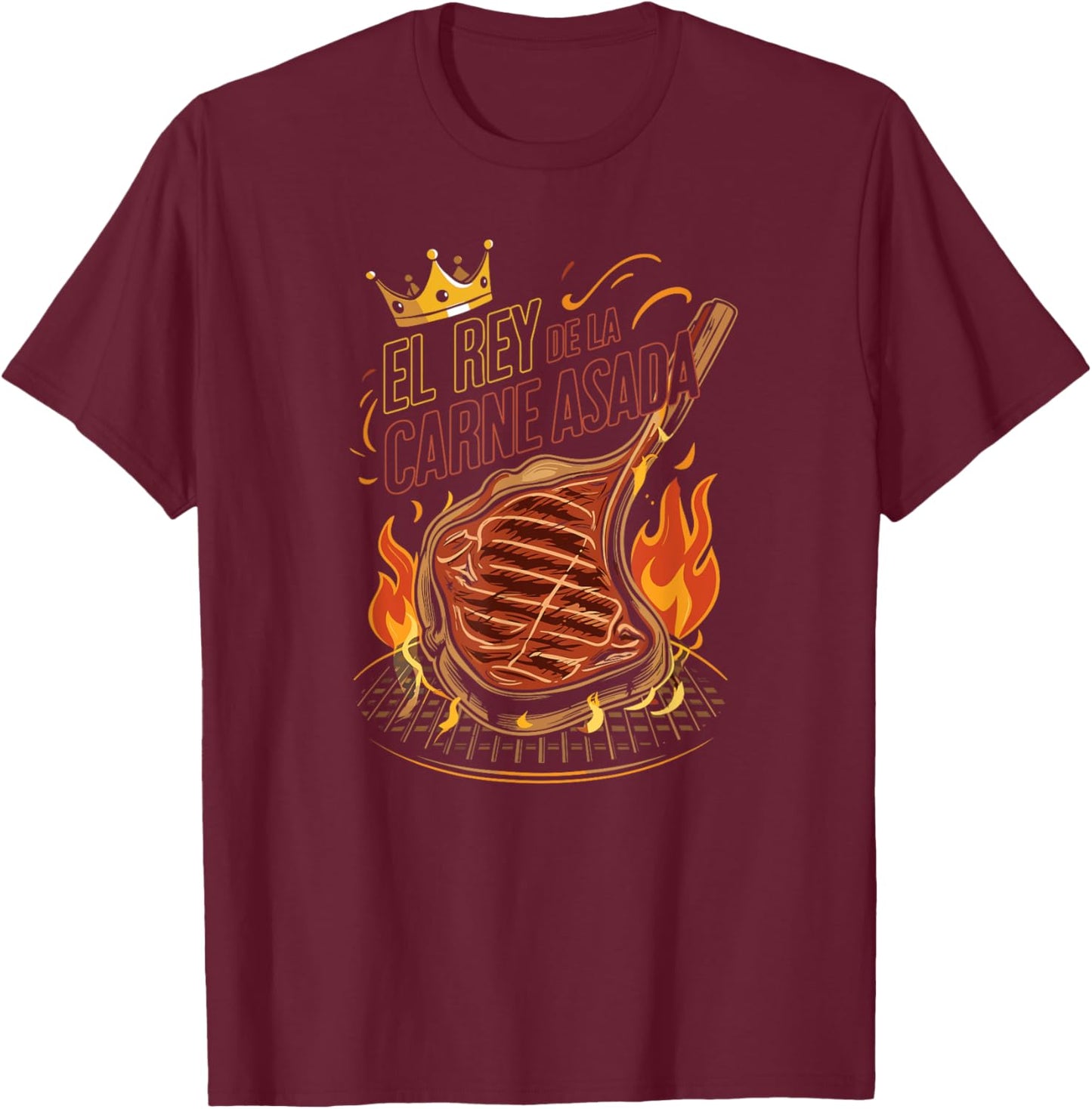El Rey de la Carne Asada BBQ Cookout Master King Funny T-Shirt - T-Shirt | Maroon