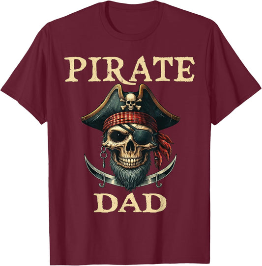 Pirate Dad Funny Halloween Costume Pirate Family Matching T-Shirt - T-Shirt | Maroon