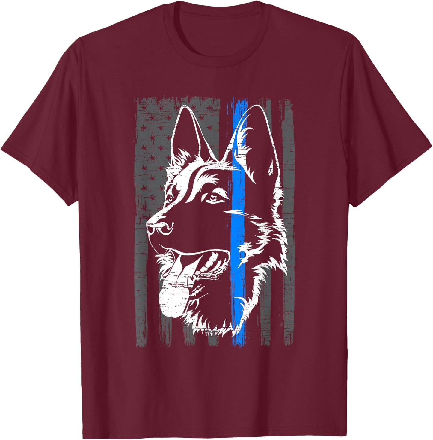 Thin Blue Line K9 Dog Law Enforcement Police Dog Policeman T-Shirt - T-Shirt | Maroon