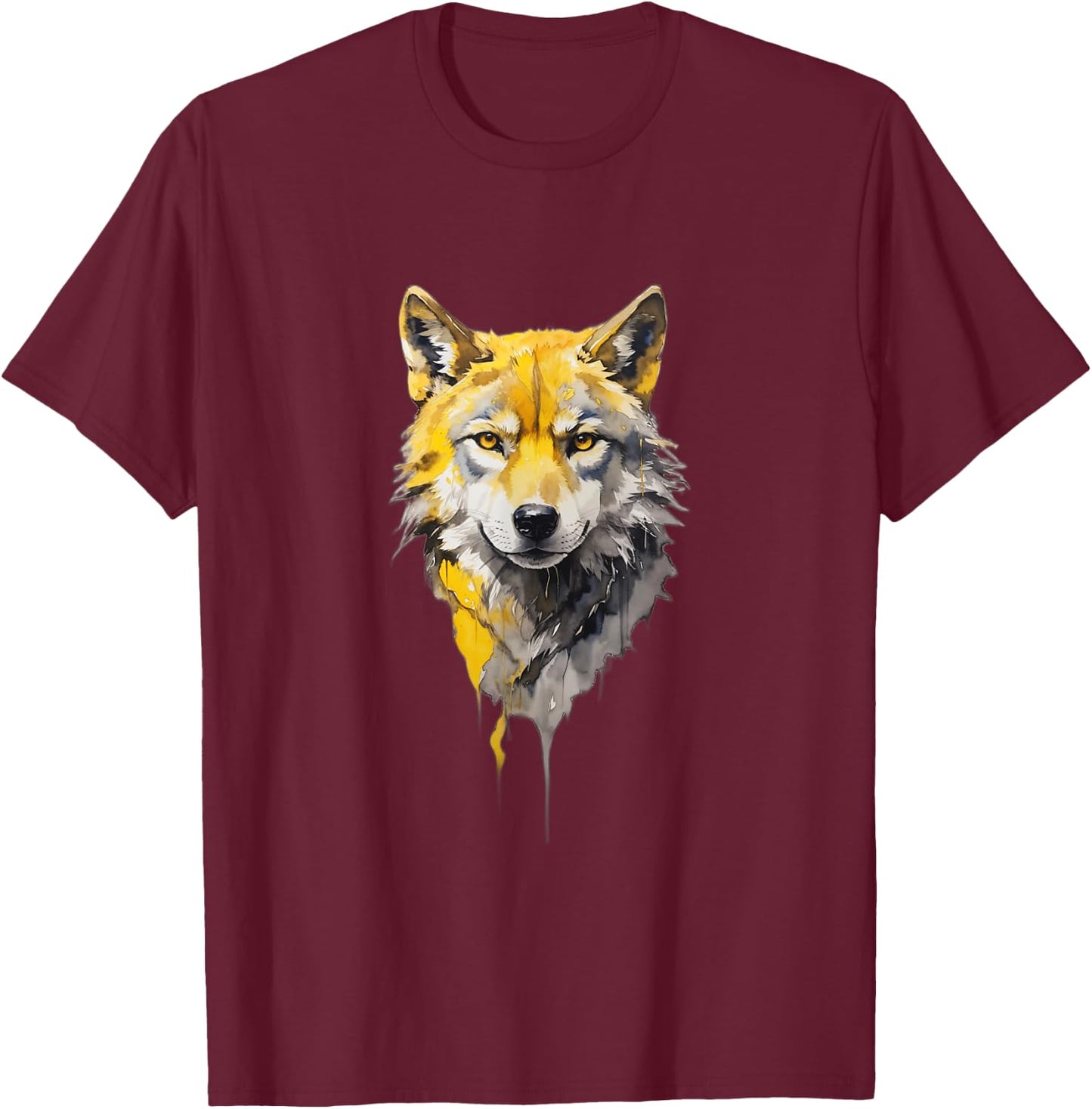 Wolf Lover Wolf Portrait T-Shirt - T-Shirt | Maroon