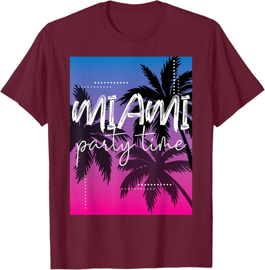 Cool Miami Beach Shirts, I Love Miami Florida, Miami Outfit T-Shirt - T-Shirt | Maroon