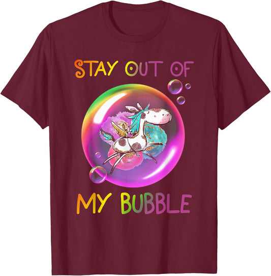 Stay Out Of My Bubble Funny Unicorn T-Shirt - T-Shirt | Maroon
