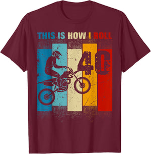 40 Year Old Birthday Boy Motocross 40thB-Day Dirt Bike T-Shirt - T-Shirt | Maroon
