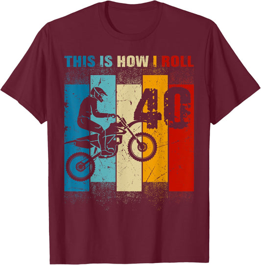 40 Year Old Birthday Boy Motocross 40thB-Day Dirt Bike T-Shirt - T-Shirt | Maroon