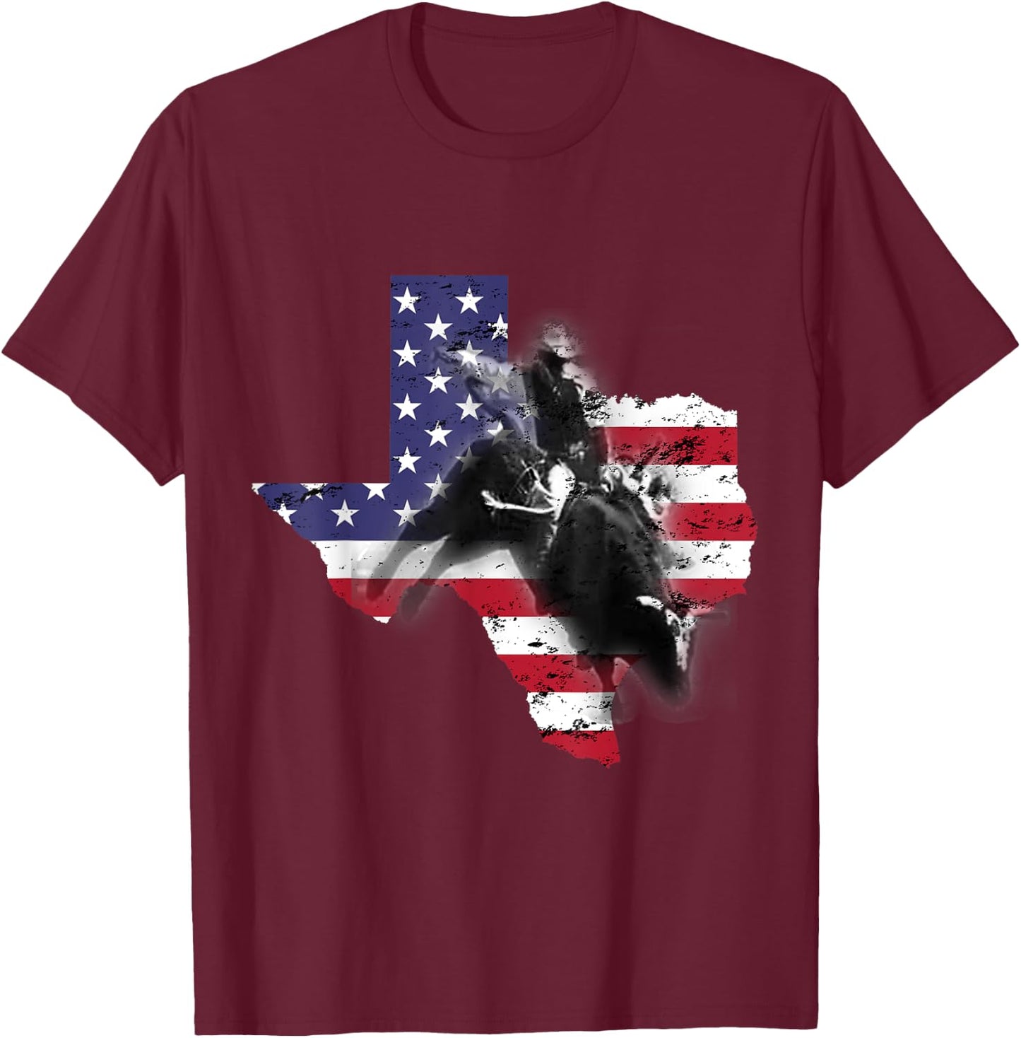 Bull-Riding Texas Ranch Rider America Cowboy USA T-Shirt - T-Shirt | Maroon