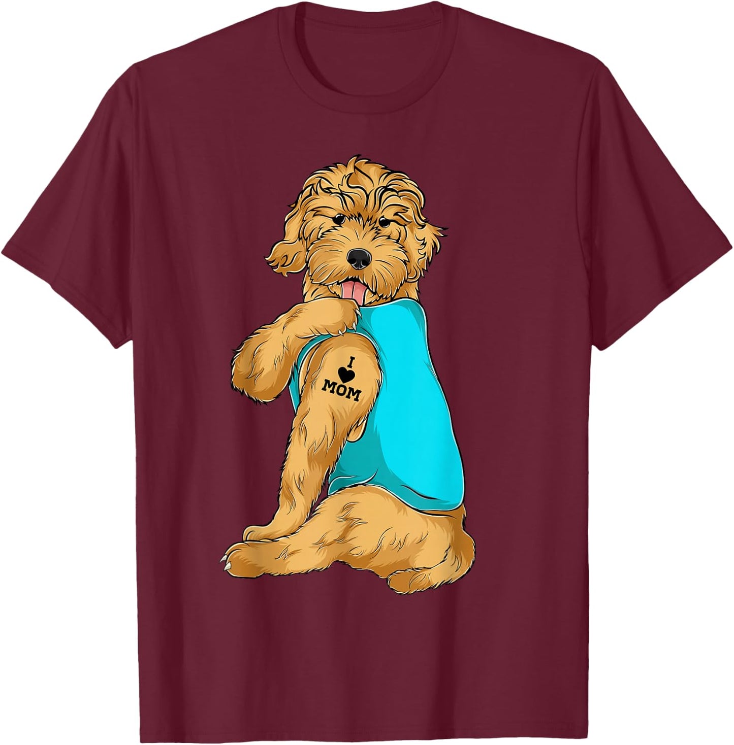 Goldendoodle I Love Mom Tattoo Apparel Dog Mom Gifts T-Shirt - T-Shirt | Maroon
