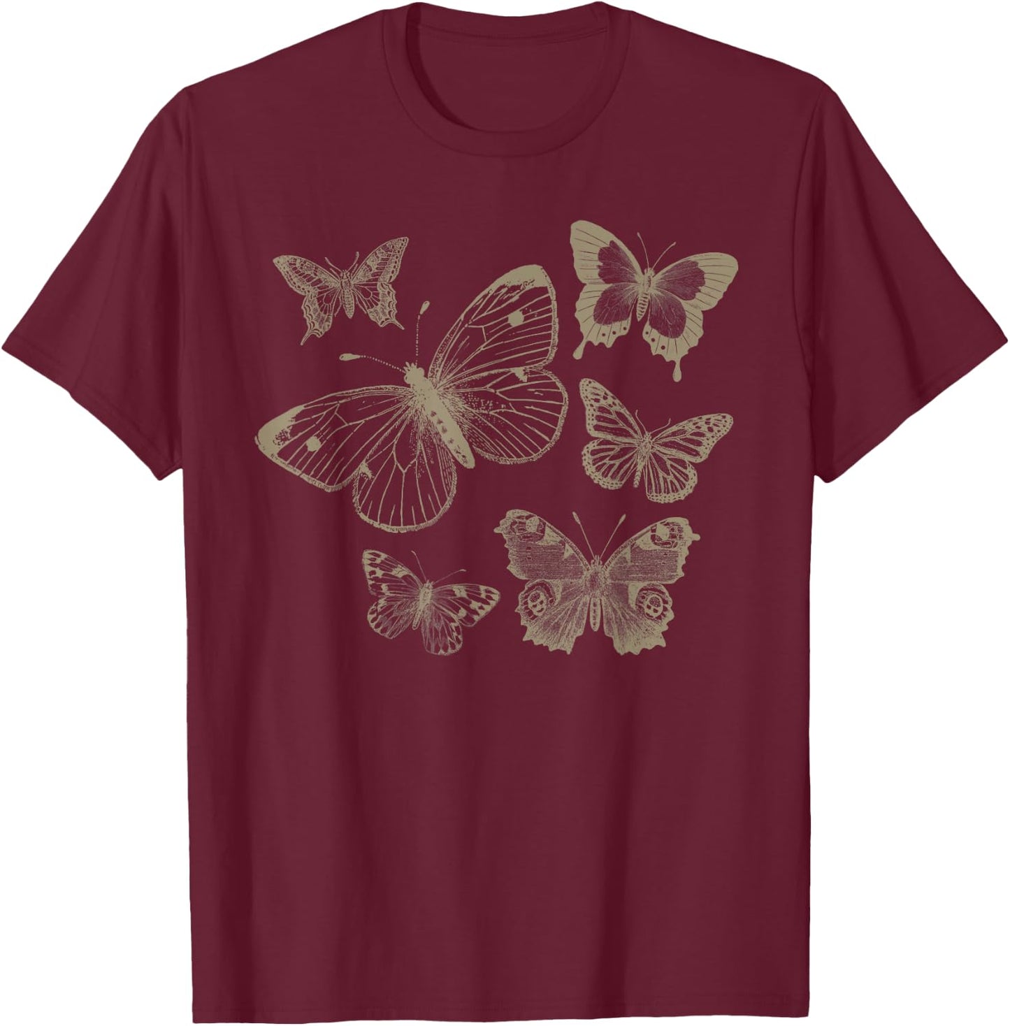 Butterfly Fairycore Grunge Aesthetic T-Shirt - T-Shirt | Maroon