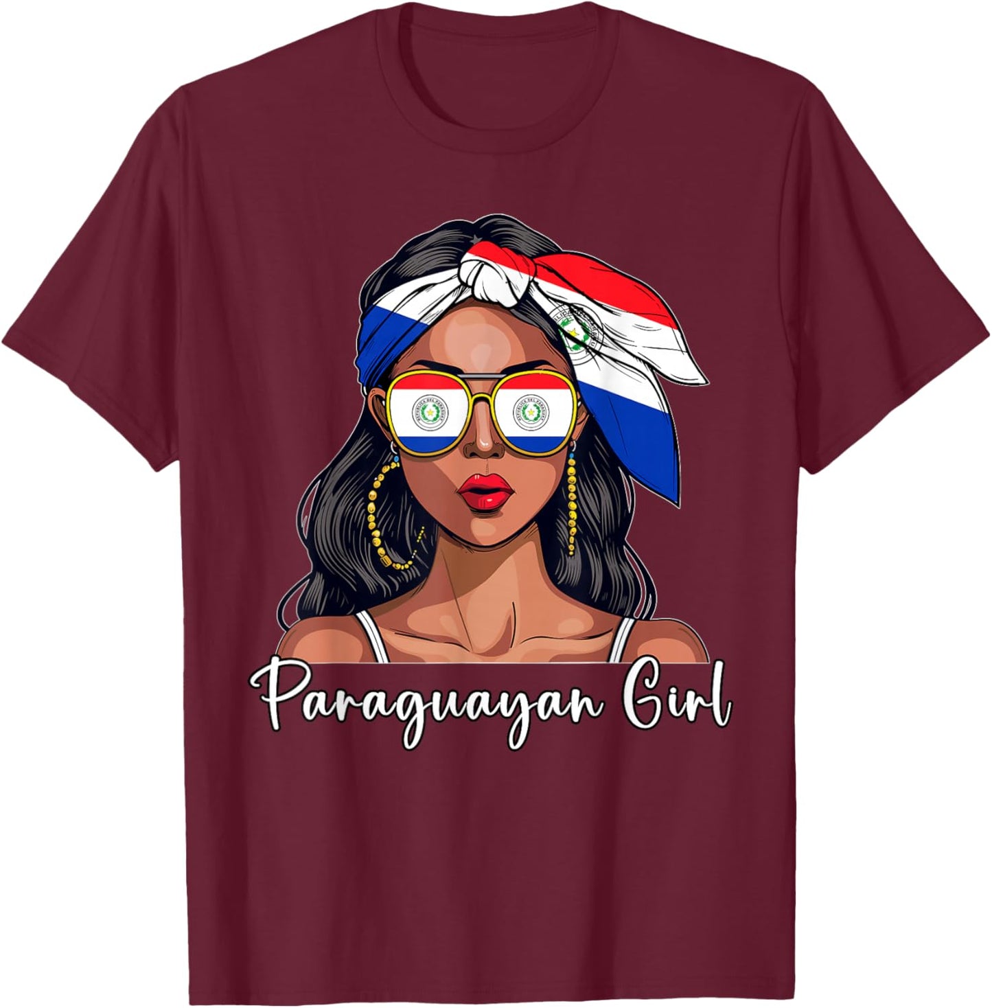 Paraguayan Souvenirs Products Woman Flag Girl Paraguay T-Shirt - T-Shirt | Maroon