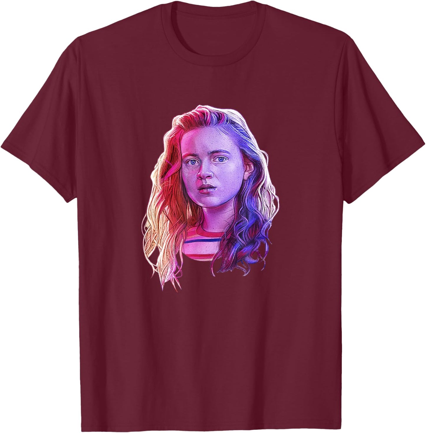 Stranger Things Max Large Rose Tone Portrait T-Shirt - T-Shirt | Maroon