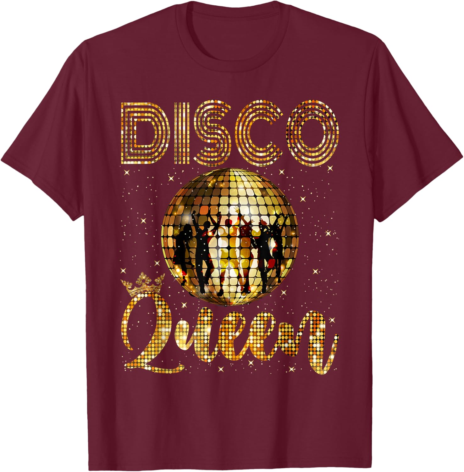 Disco Queen - 70's Disco Themed Vintage Seventies Costume T-Shirt - T-Shirt | Maroon