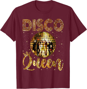 Disco Queen - 70's Disco Themed Vintage Seventies Costume T-Shirt - T-Shirt | Maroon