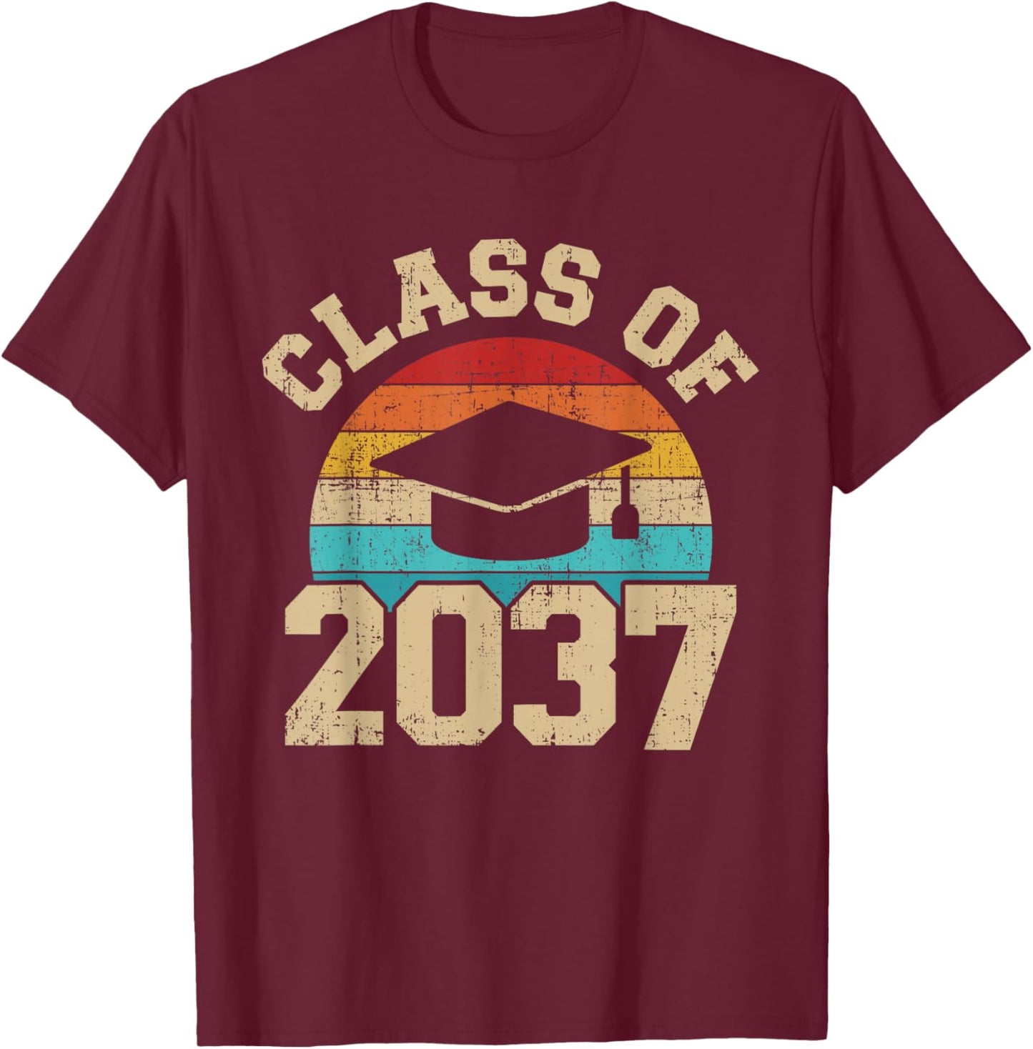 Kindergarten to graduation class of 2037 grow with me T-Shirt - T-Shirt | Maroon
