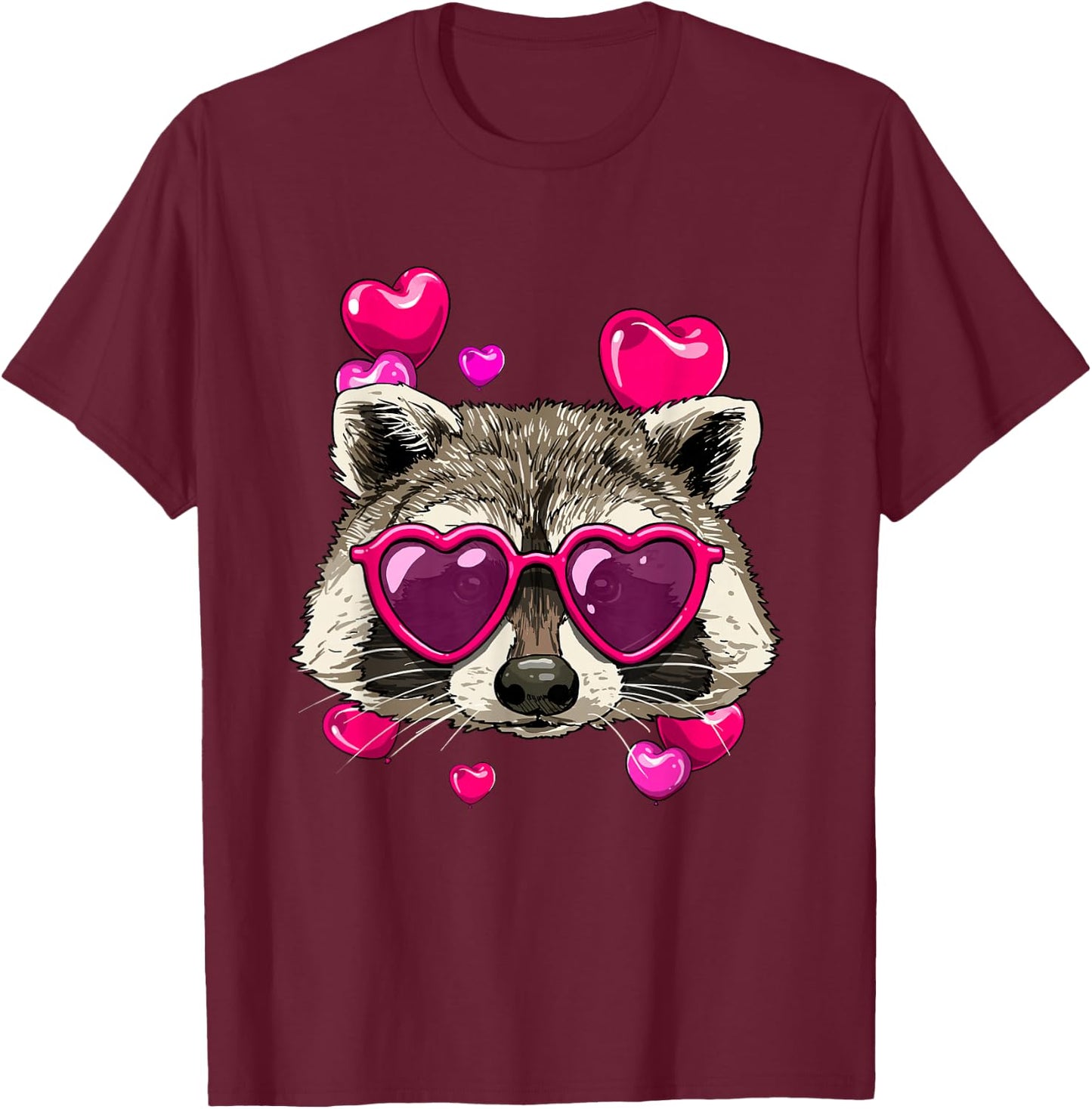 Valentine Raccoon Shirt Trash Panda Heart Raccoon Lover T-Shirt - T-Shirt | Maroon