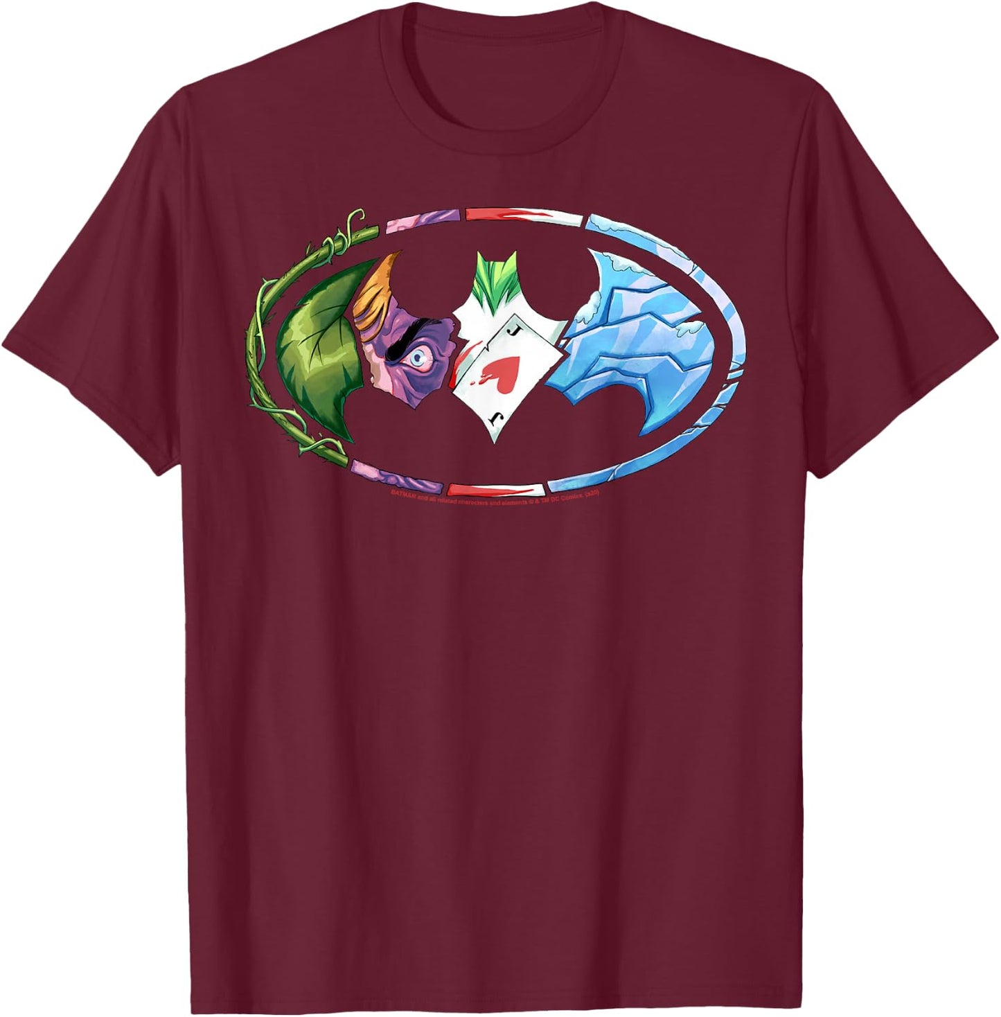 DC Comics Batman Villains Logo Small T-Shirt - T-Shirt | Maroon