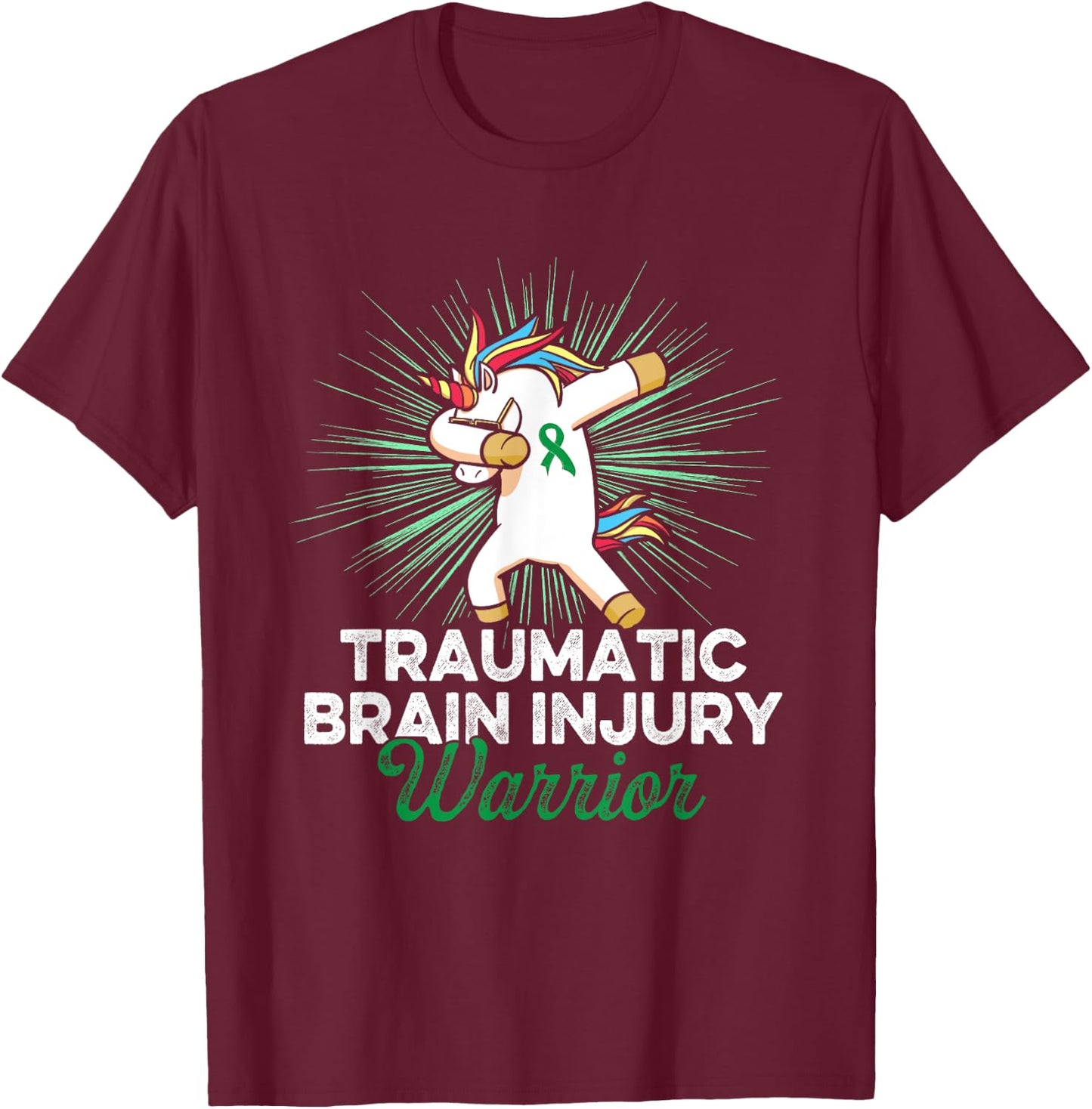 Traumatic Brain Injury Survivor Unicorn TBI Warrior T-Shirt - T-Shirt | Maroon