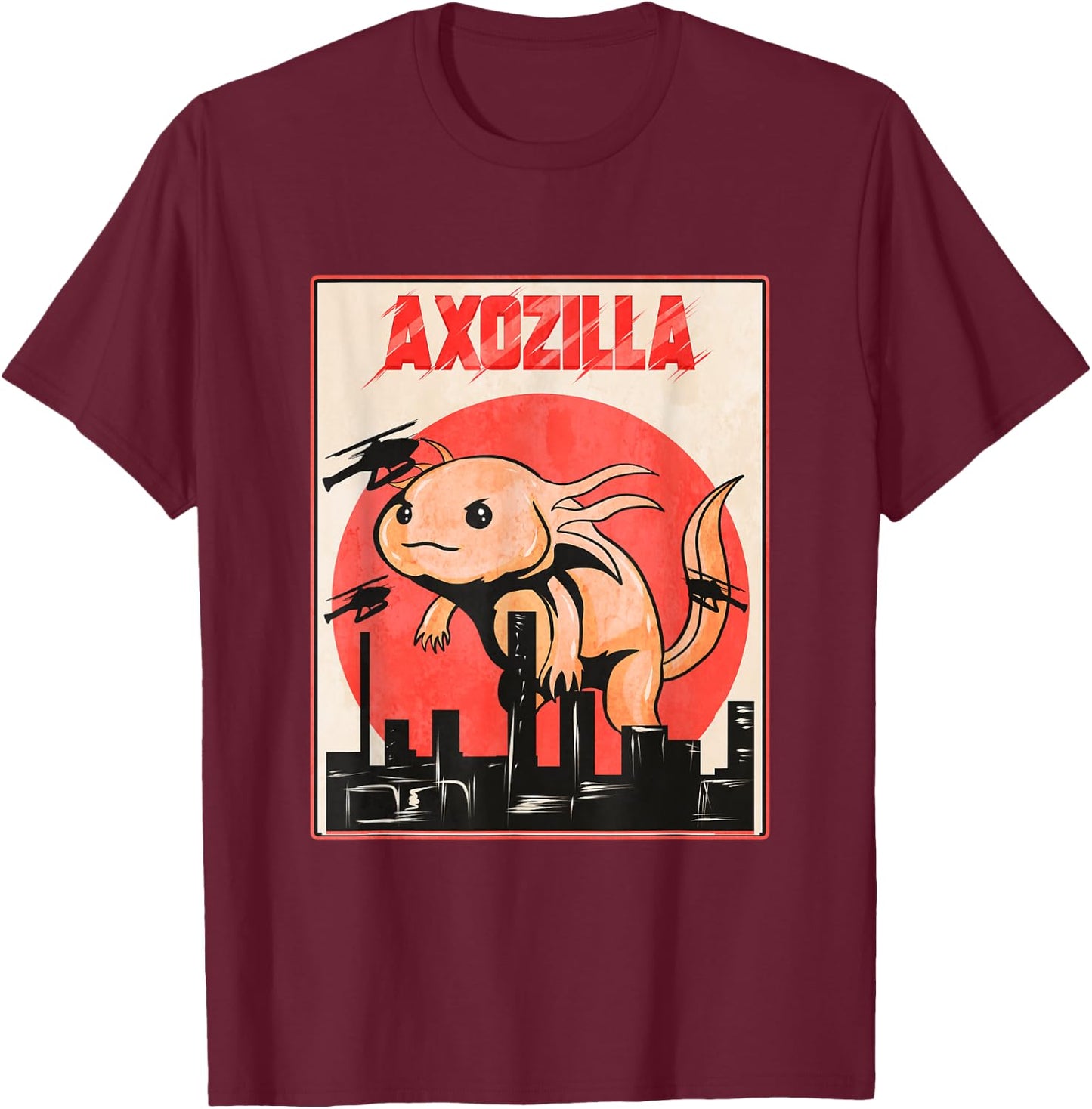 Axozilla - Funny Axolotl Lover T-Shirt - T-Shirt | Maroon