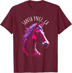 Santa Ynez California USA Equestrian Horse Design T-Shirt - T-Shirt | Maroon