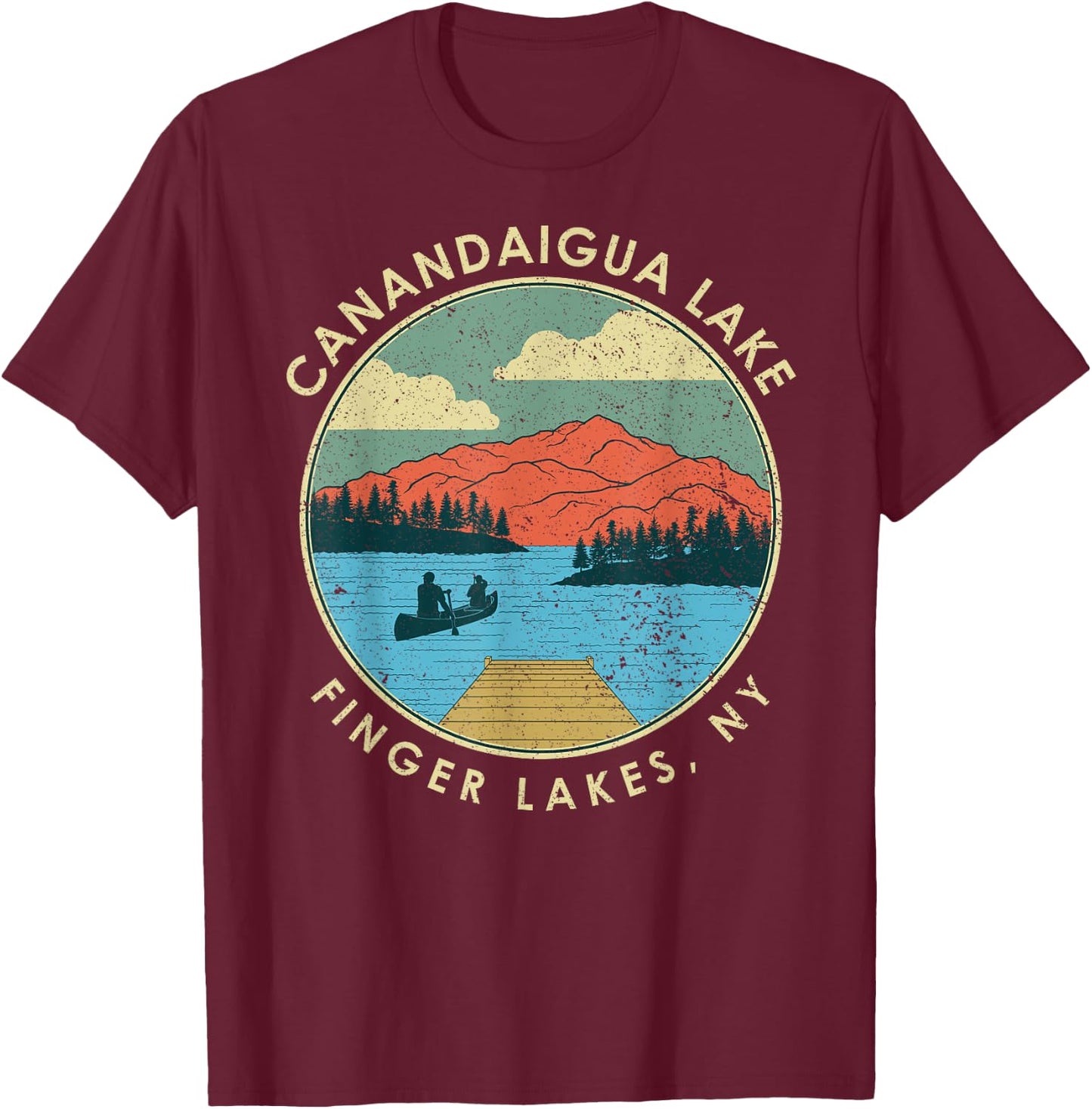 Finger Lakes NY New York Canandaigua Lake T-Shirt - T-Shirt | Maroon