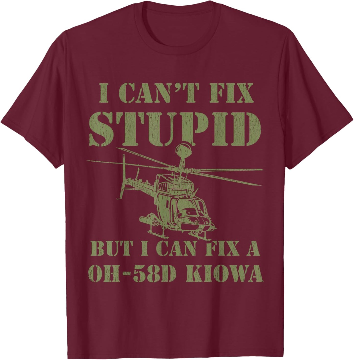 OH-58D Kiowa Warrior Helicopter Pilot Veteran T-Shirt - T-Shirt | Maroon
