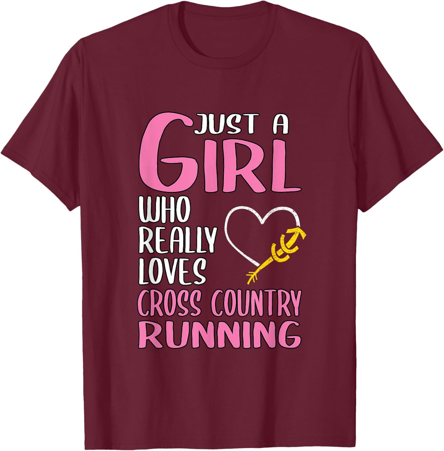 Just A Girl Who Really Loves Cross Country Running T-Shirt - T-Shirt | Maroon