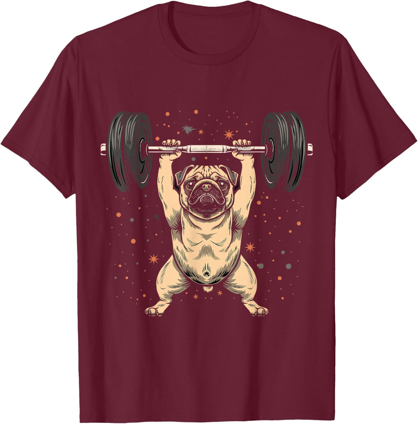 Pug Weightlifting Funny Deadlift Men Fitness Gym Workout T-Shirt - T-Shirt | Maroon