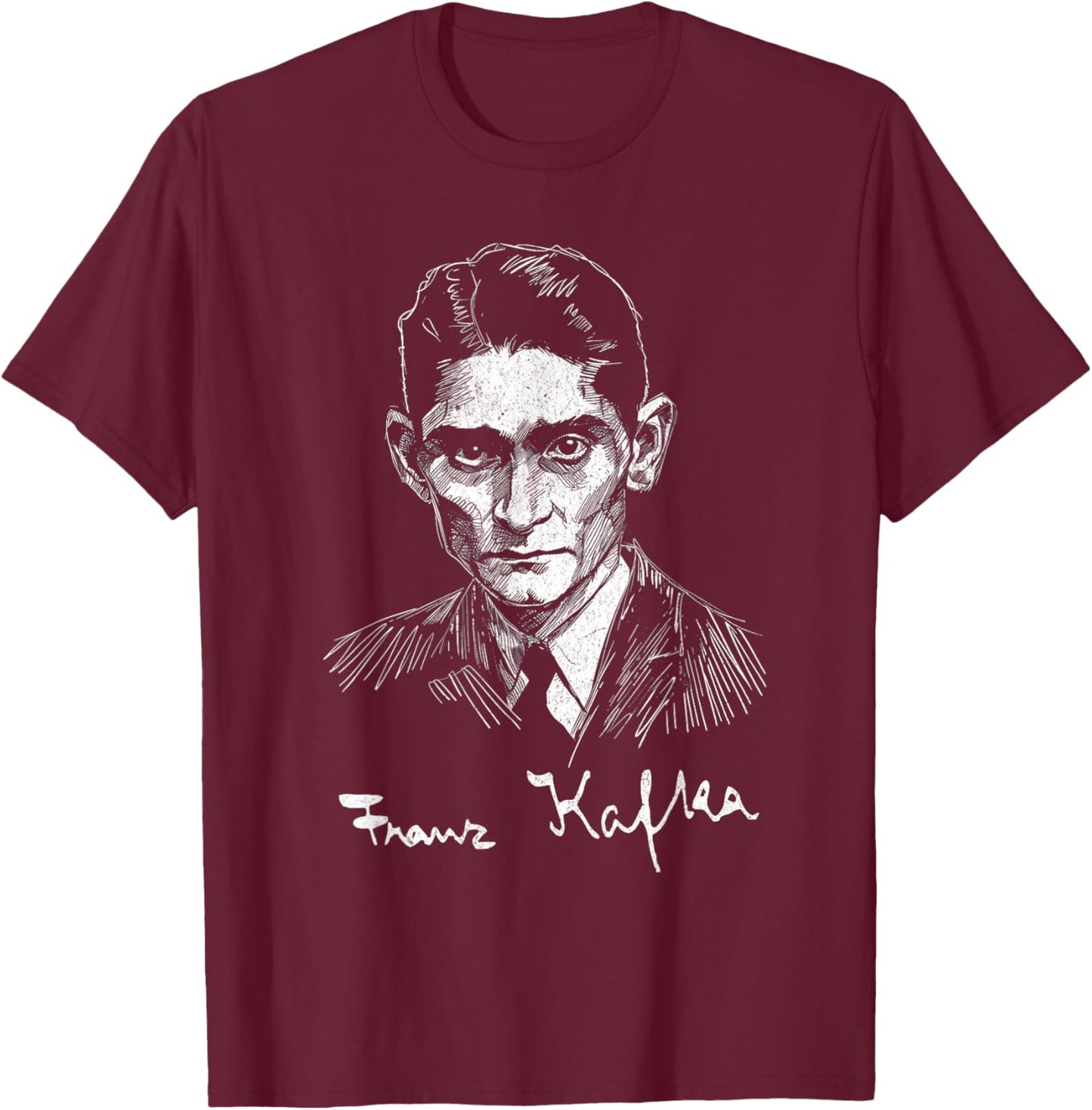 Franz Kafka with Signature For Literature Fans T-Shirt - T-Shirt | Maroon