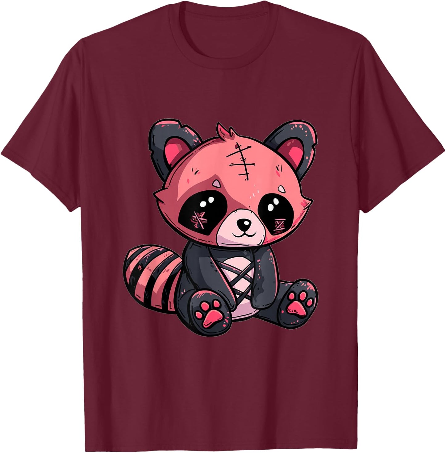 Goth Pastel Cute Creepy Kawaii Red Panda Voodoo Doll T-Shirt - T-Shirt | Maroon