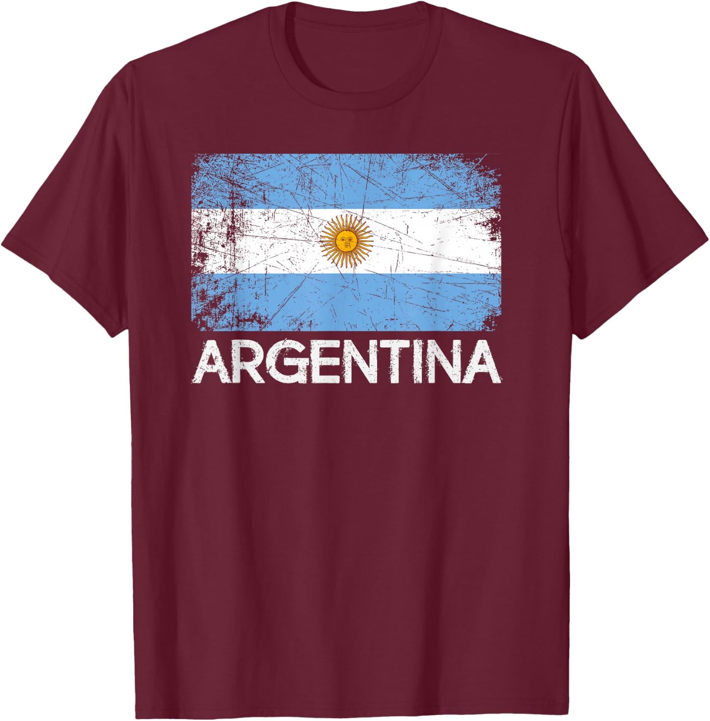 Argentinian Flag | Vintage Made In Argentina Gift T-Shirt - T-Shirt | Maroon