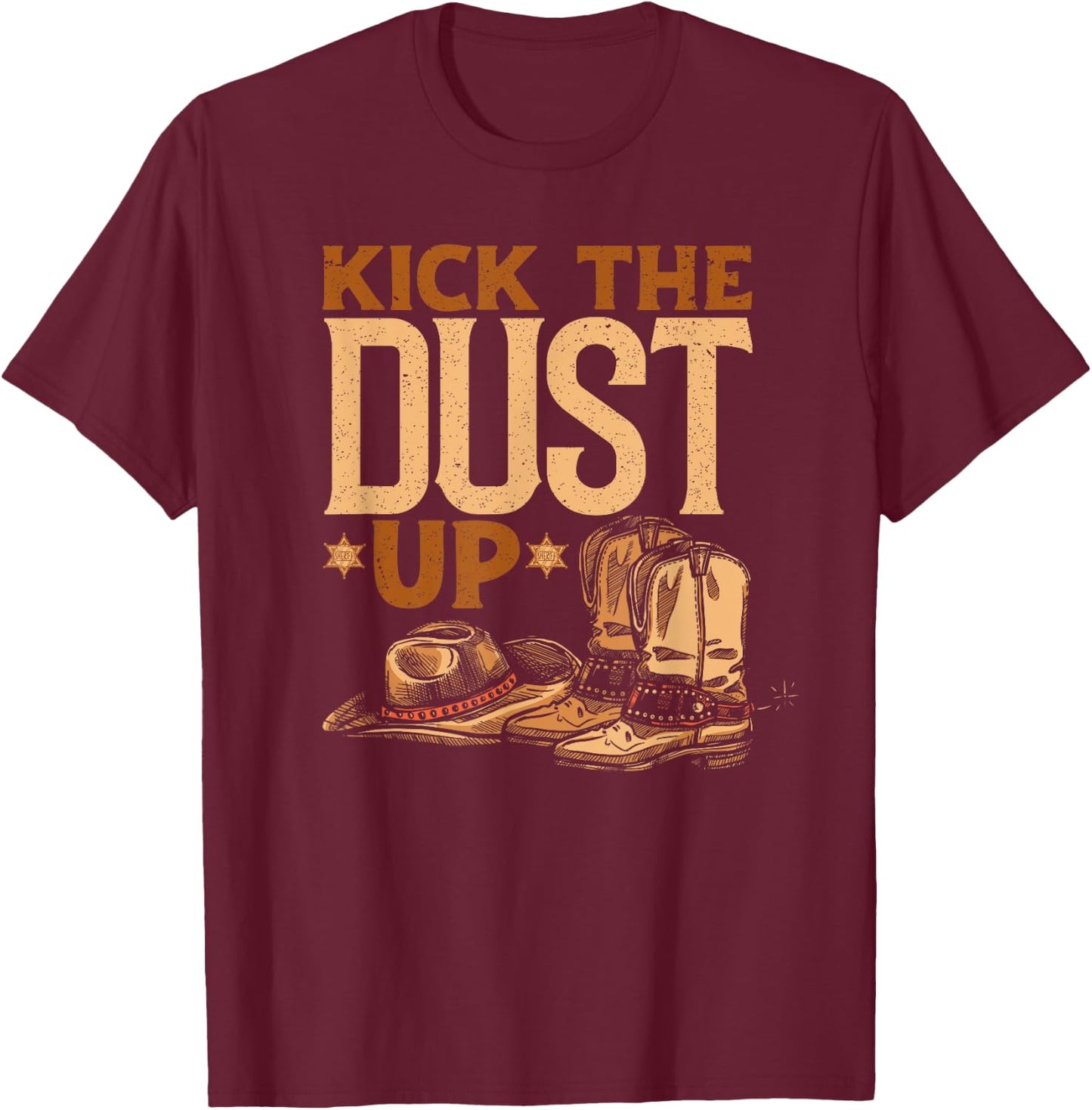 Kick The Dust Up - Vintage Cowboys Western Line Dancing T-Shirt - T-Shirt | Maroon