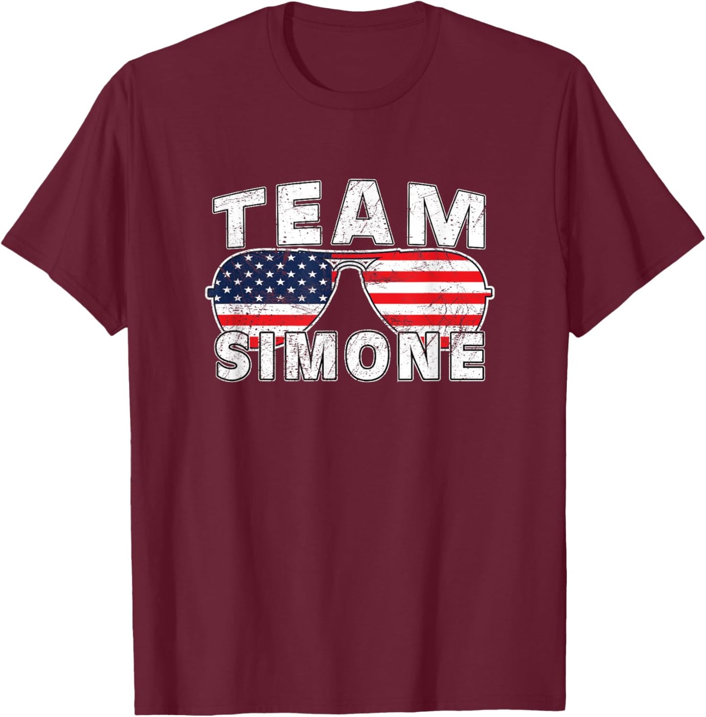 Team Simone Shirt USA Flag Sunglasses Support Vintage Style T-Shirt - T-Shirt | Maroon