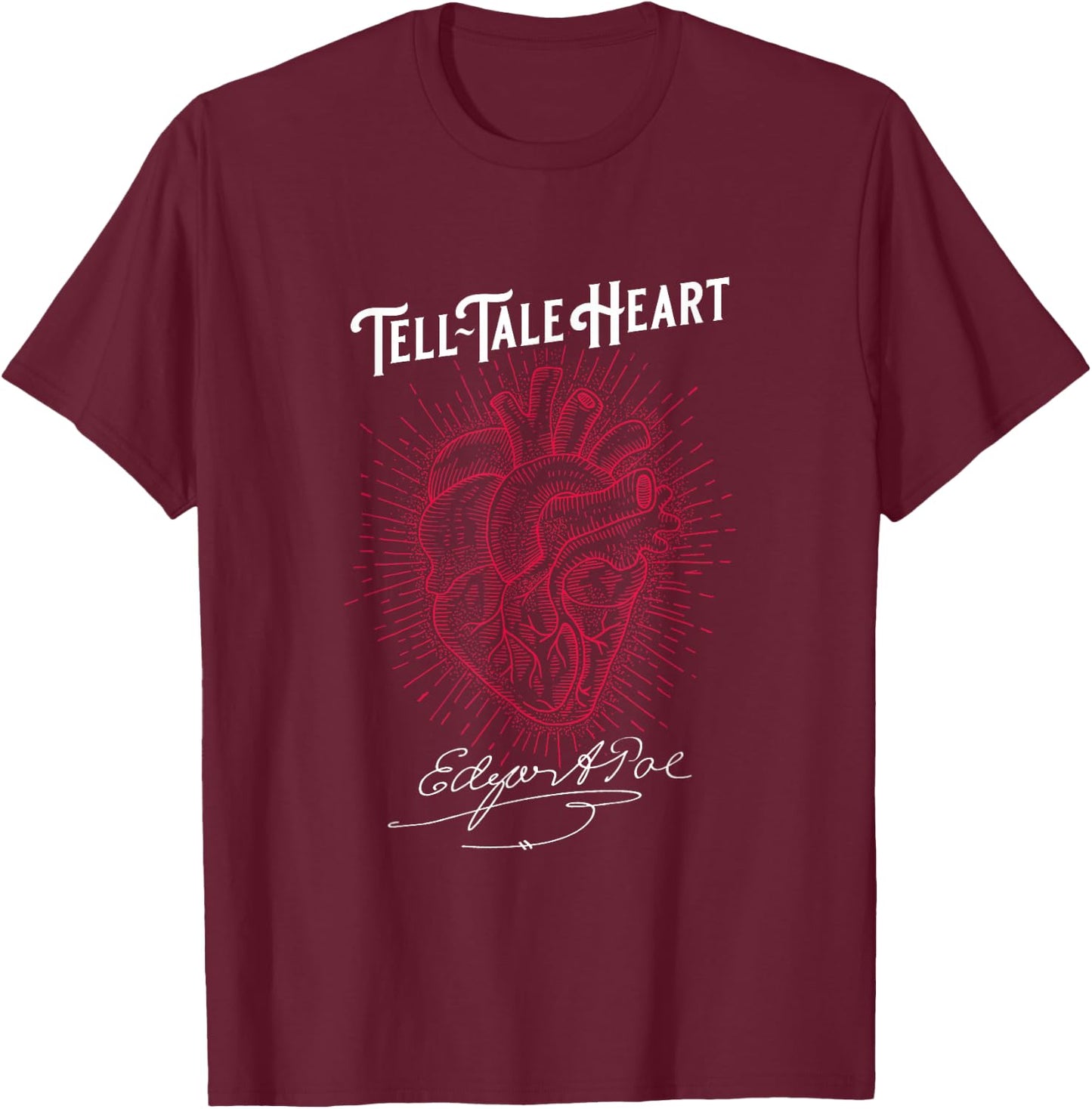 Edgar Allan Poe Tell-Tale Heart Literary T-Shirt - T-Shirt | Maroon