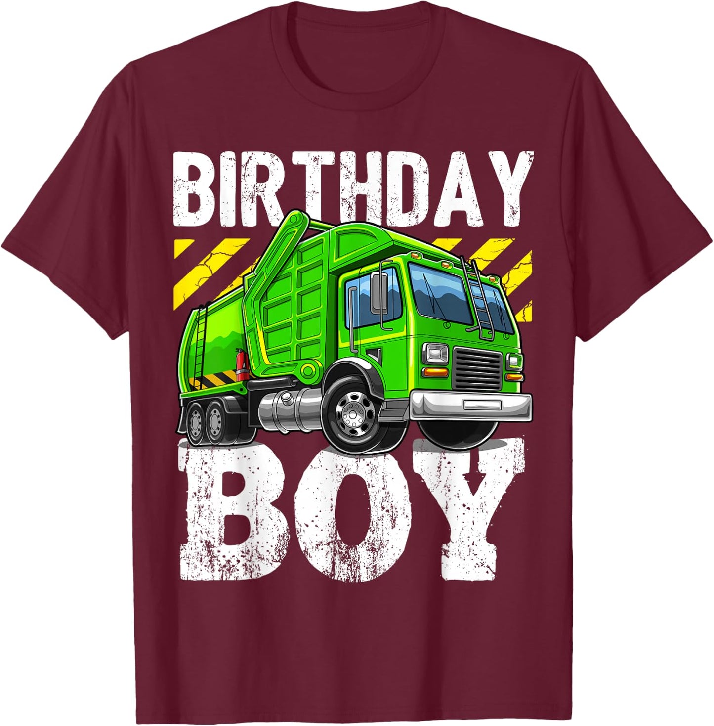 Birthday Boy Garbage Truck Birthday Party Boys Gift Kids T-Shirt - T-Shirt | Maroon
