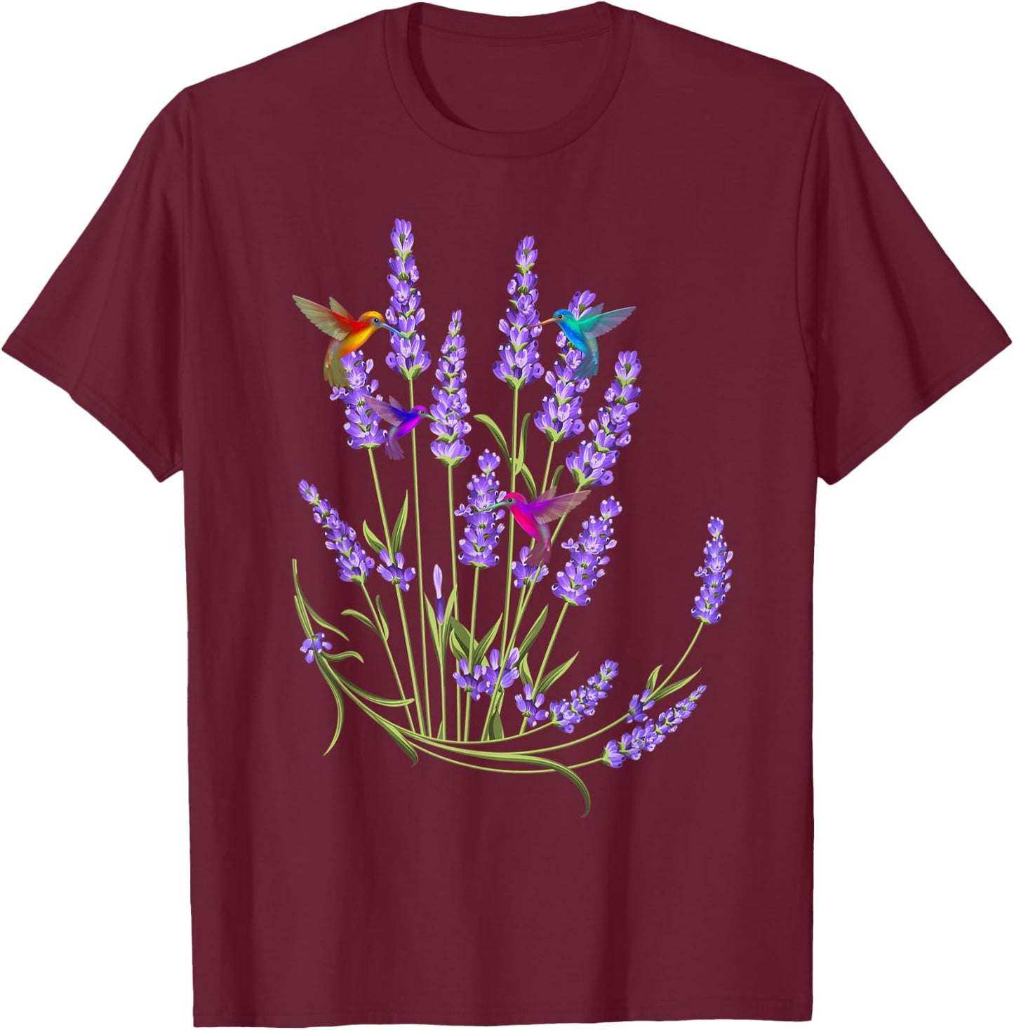 Hummingbird Playing With Flowers Funny Humming Bird Lovers T-Shirt - T-Shirt | Maroon