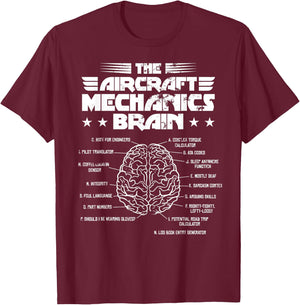 Aircraft Mechanics Brain Aviation Gift T-Shirt - T-Shirt | Maroon