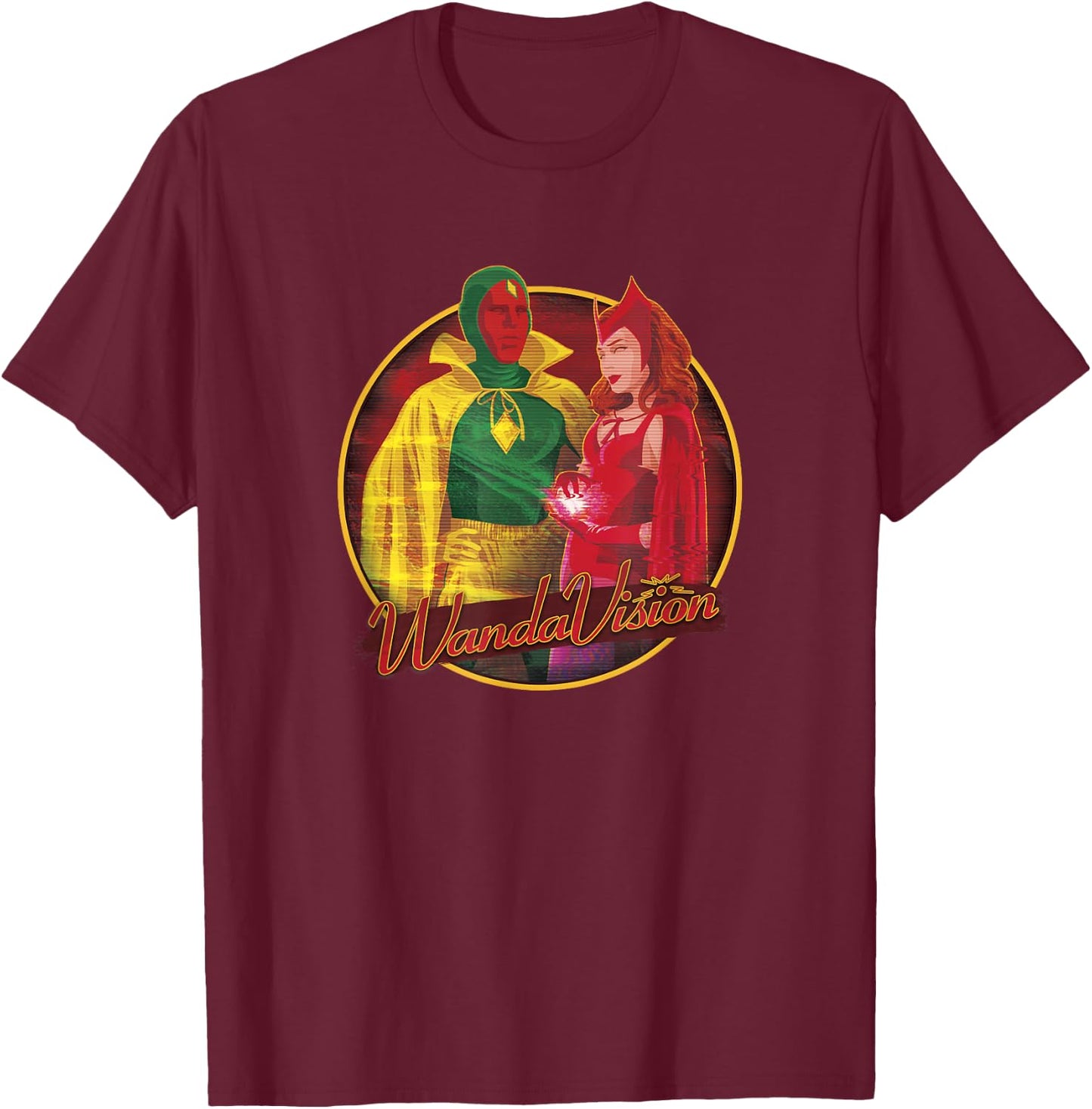 Marvel WandaVision Wanda & Vision Halloween Costumes T-Shirt - T-Shirt | Maroon