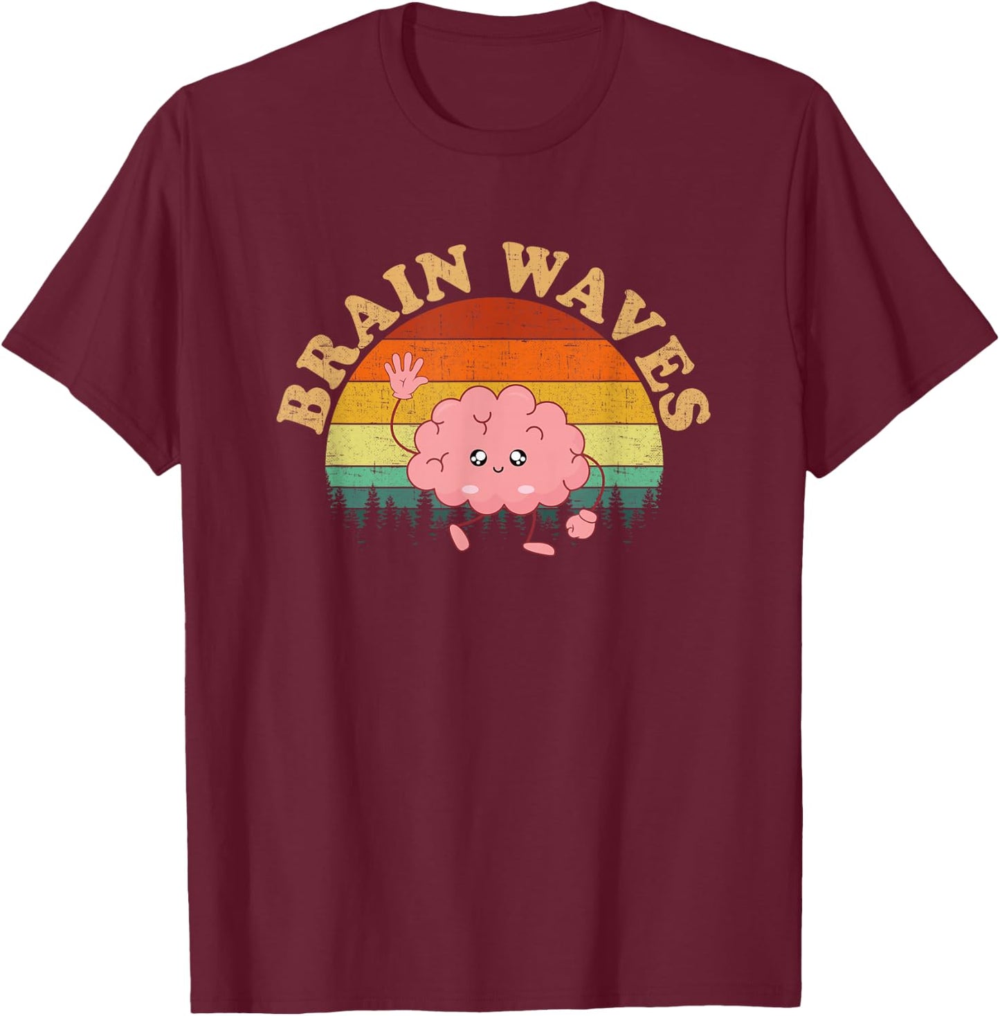Brain Waves, Neurology Brain Neuroscience T-Shirt - T-Shirt | Maroon
