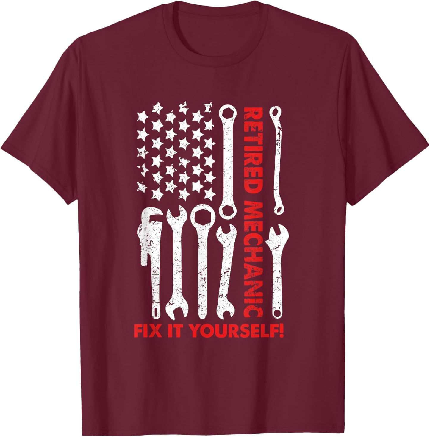 Ph America Flag Retired Mechanic 2021 Retirement T-Shirt - T-Shirt | Maroon